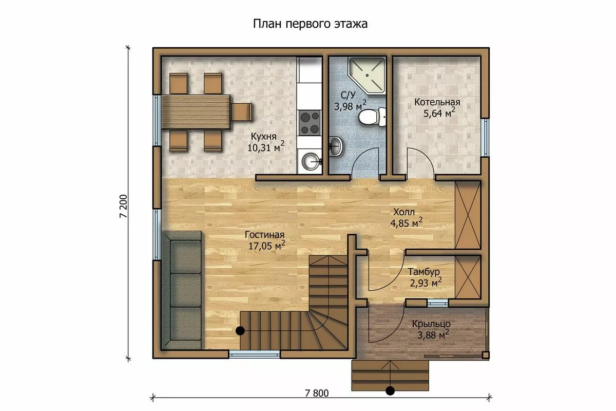 Проект маленького дома для постоянного проживания с мансардой